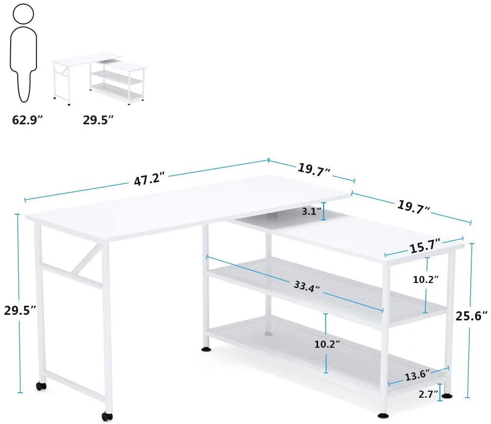 L-Shaped Desk with Storage Shelves D241017