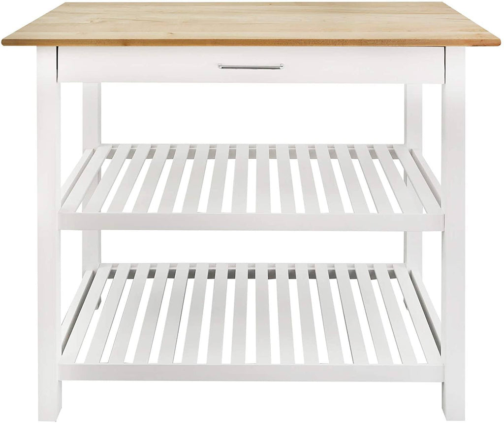 Natural/White Kitchen Island with Solid American Hardwood Top J8169