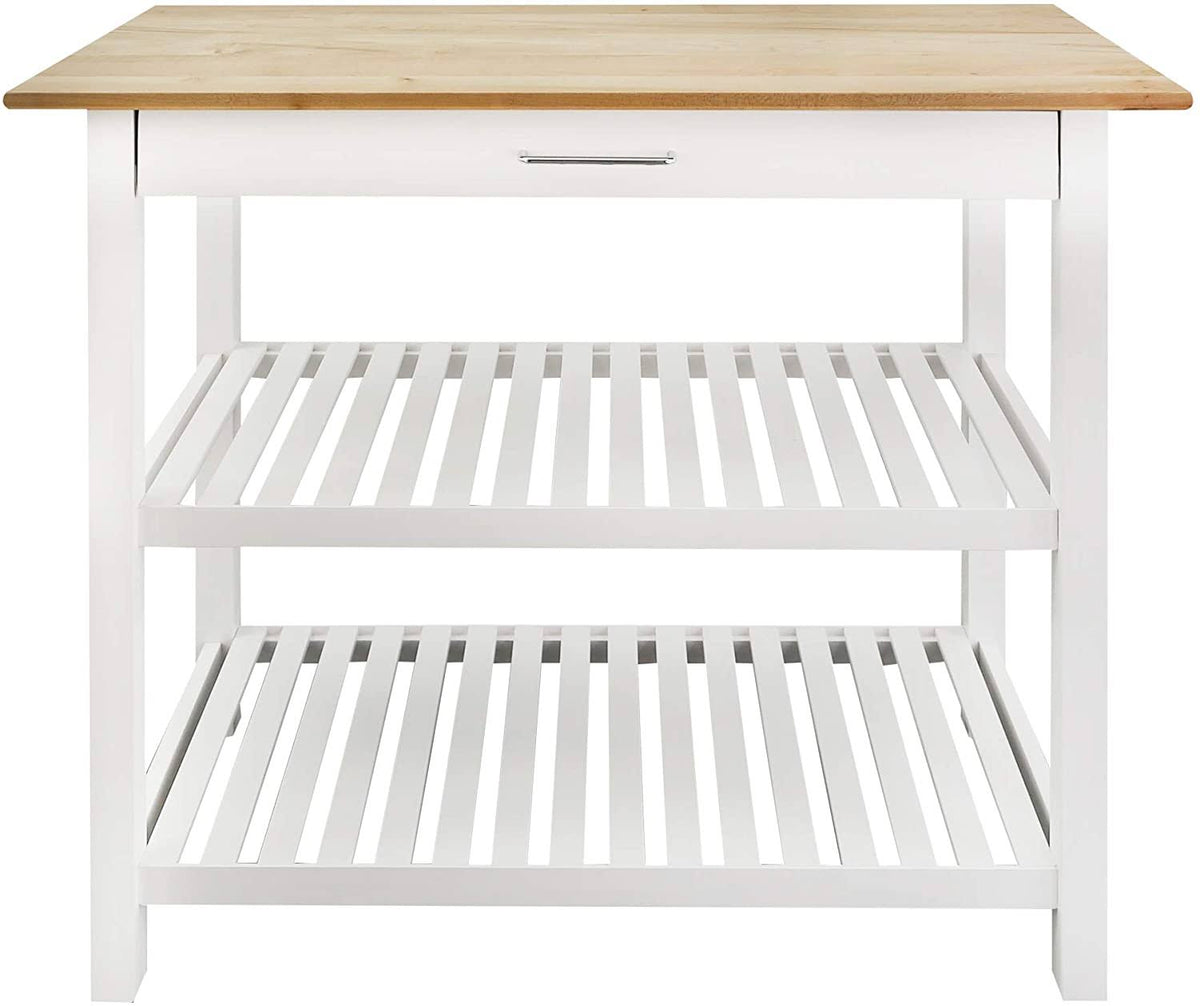 Natural/White Kitchen Island with Solid American Hardwood Top J8169