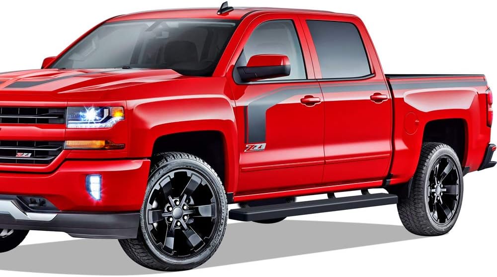 Black Running Boards for Chevy Silverado GMC Sierra Crew Cab Q37057