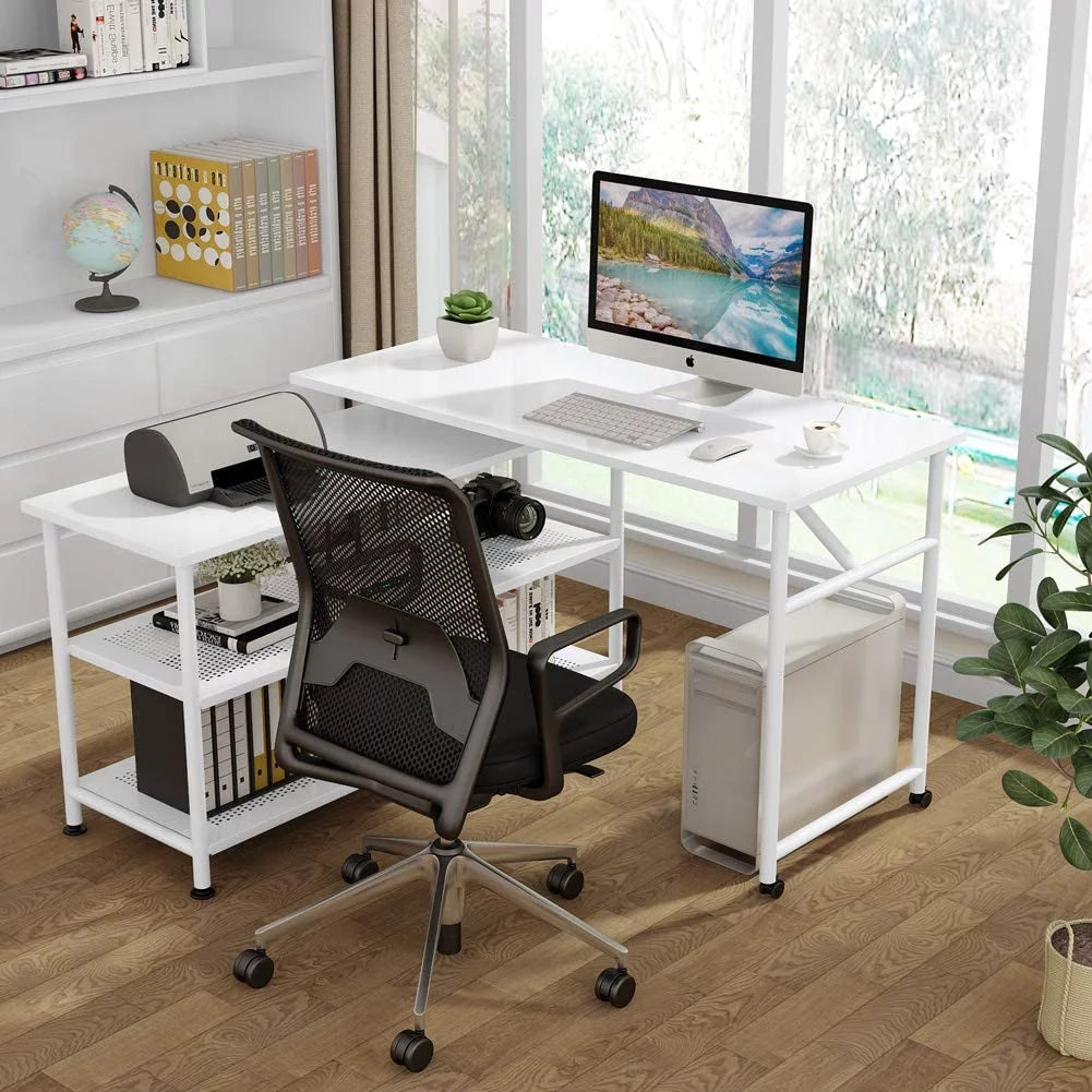 L-Shaped Desk with Storage Shelves D241017