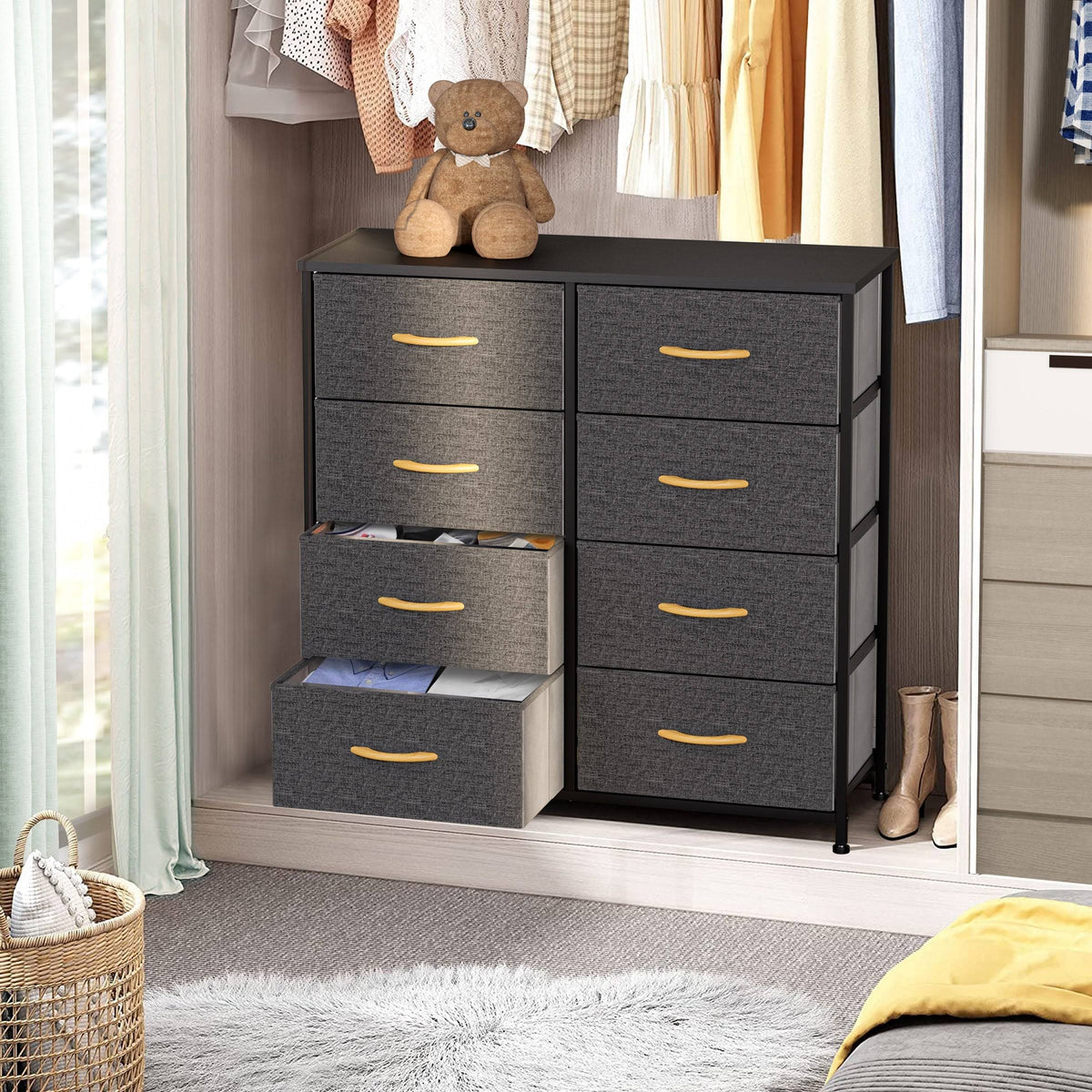 Grey 8 Drawer Vertical Dresser Storage Tower W130