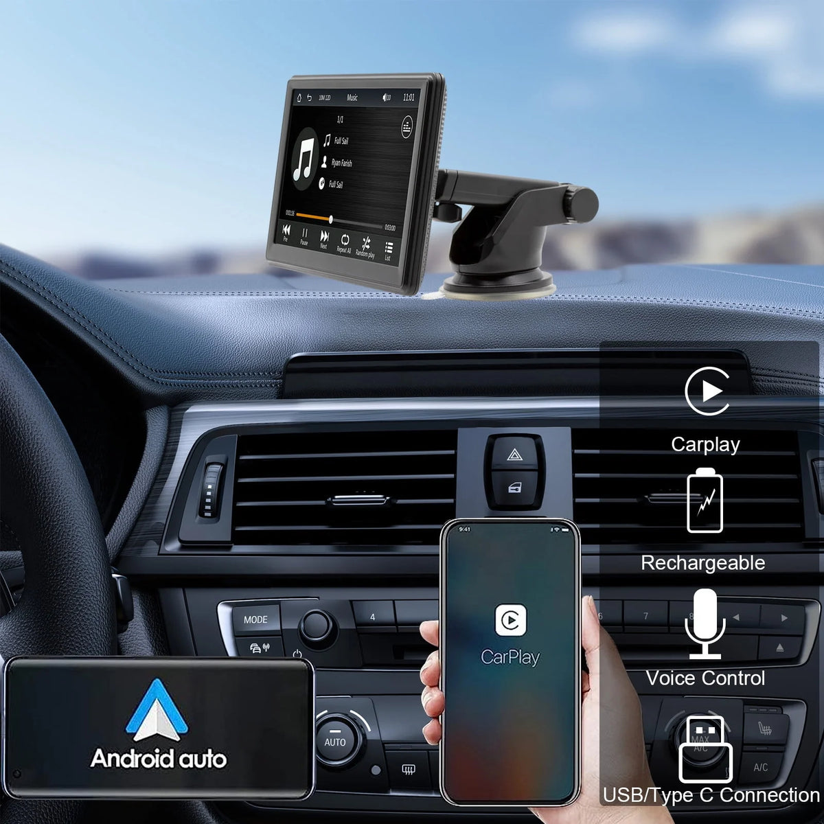 7 Inch Portable Wireless Car MP5 Player F216