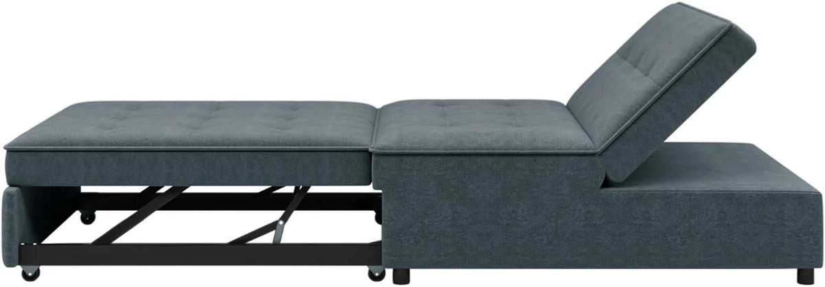 Convertible Sofa Bed with Storage Pocket, USB Ports, Foldable Ottoman Single Sleeper Sofa Chair, Deep Blue B7797
