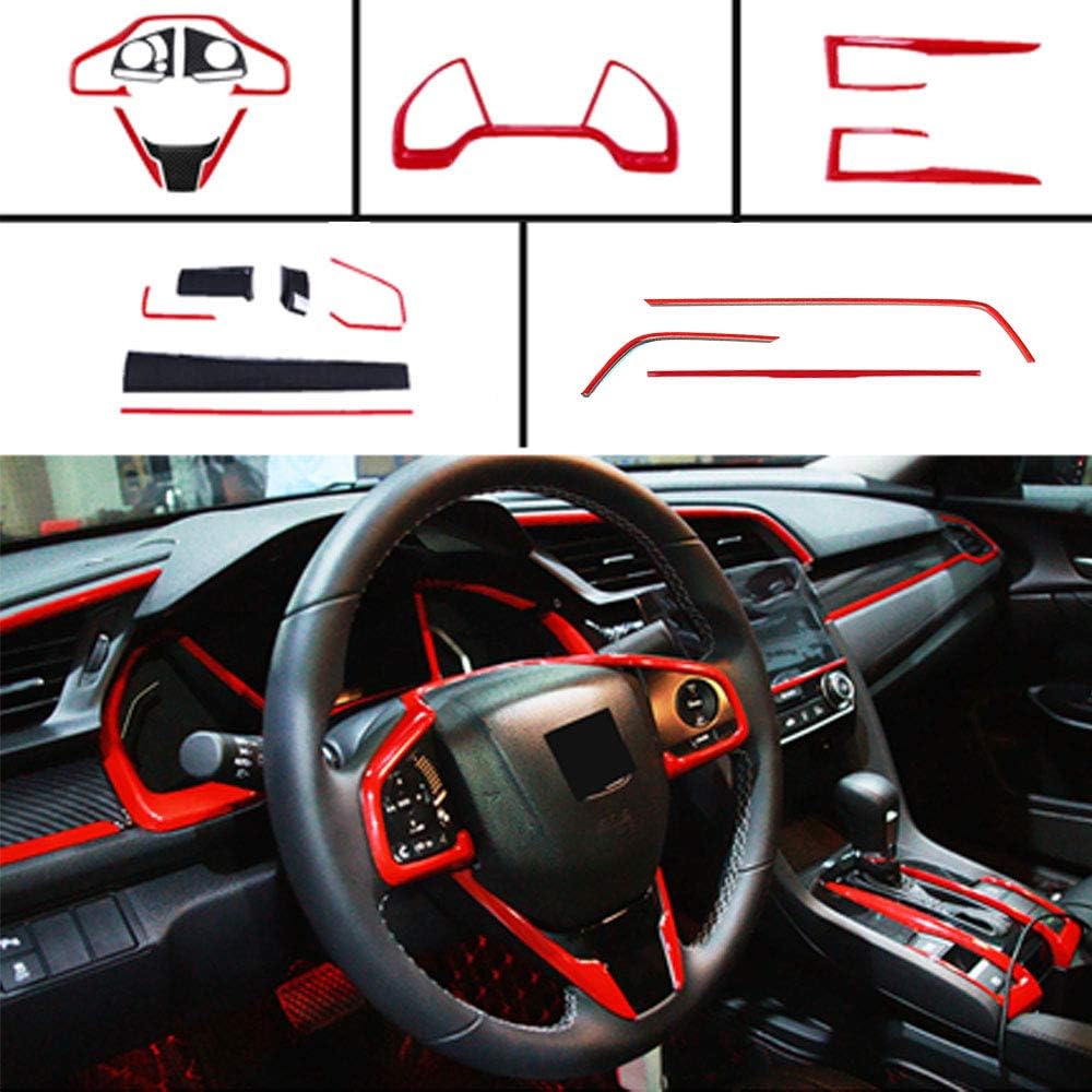 18Pcs Blue ABS Carbon Fiber Print Steering Wheel Cover Trim Set O4556