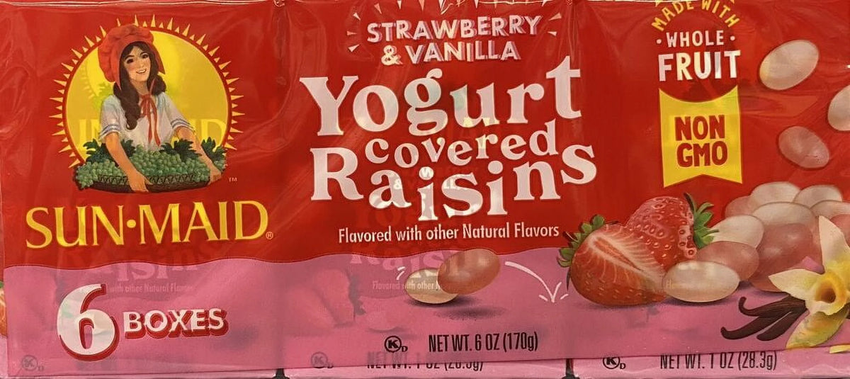 Sun-Maid Strawberry & Vanilla Yogurt California Raisins 30 Boxes I599
