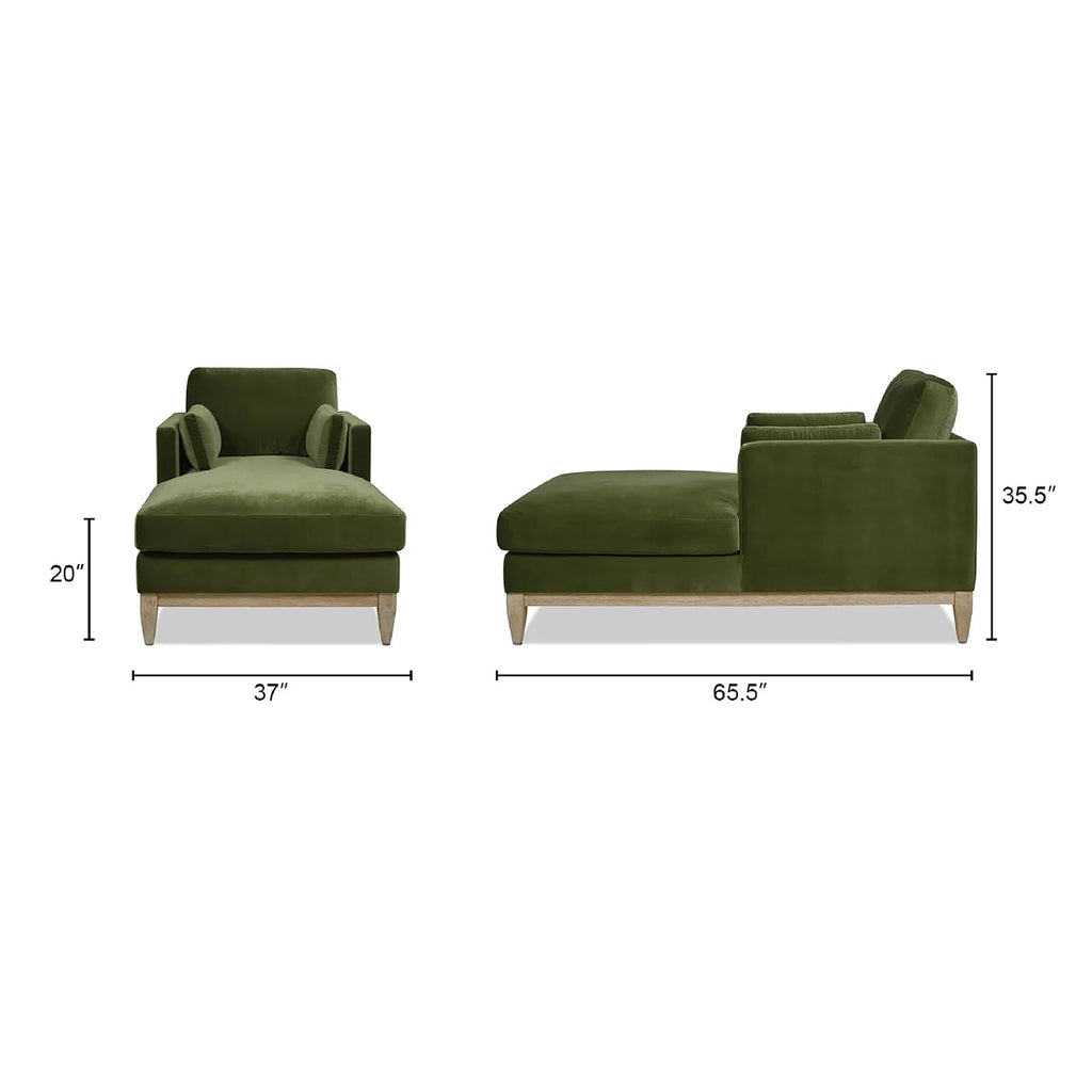 Olive Green Performance Velvet Chaise Lounge Chair I421