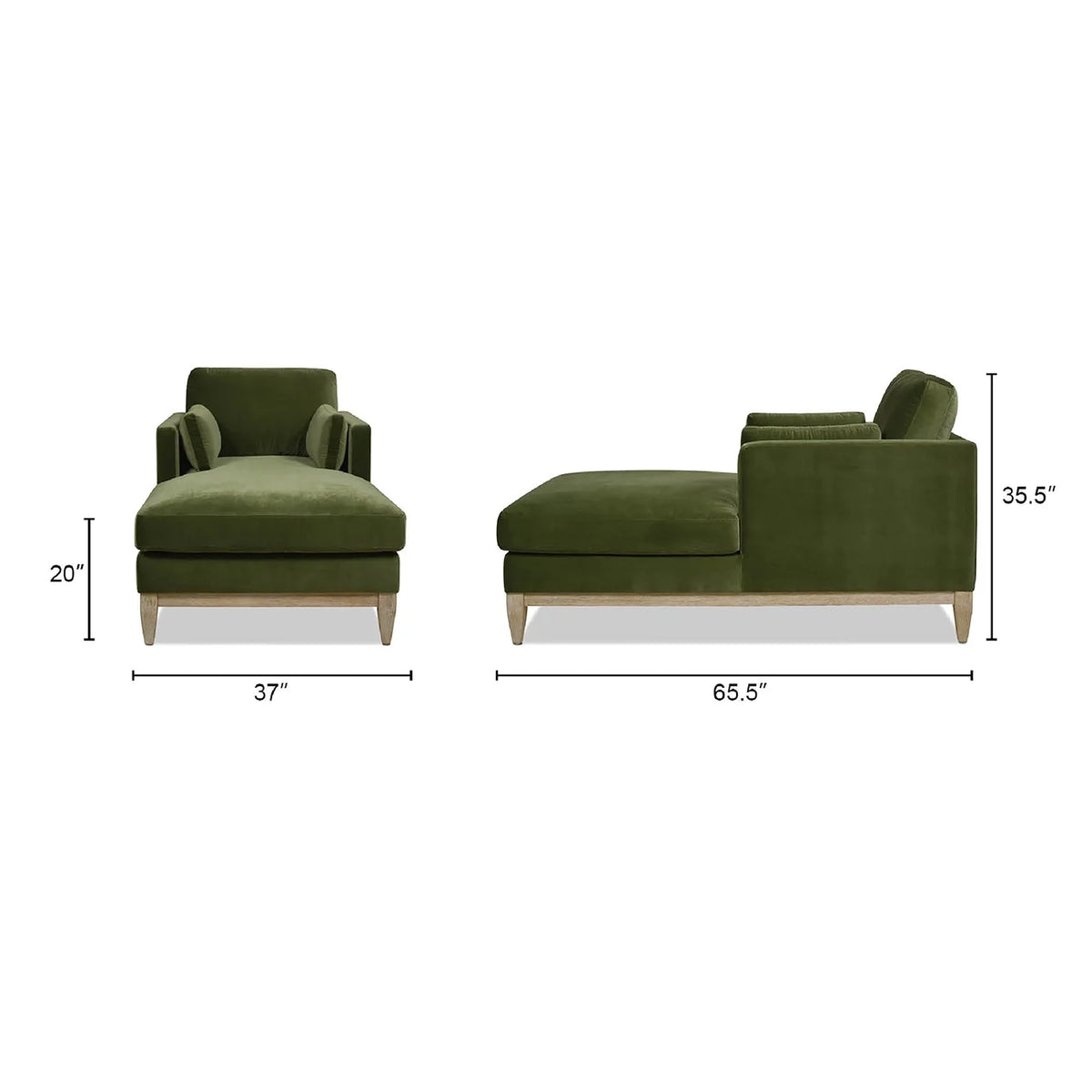 Olive Green Performance Velvet Chaise Lounge Chair I421