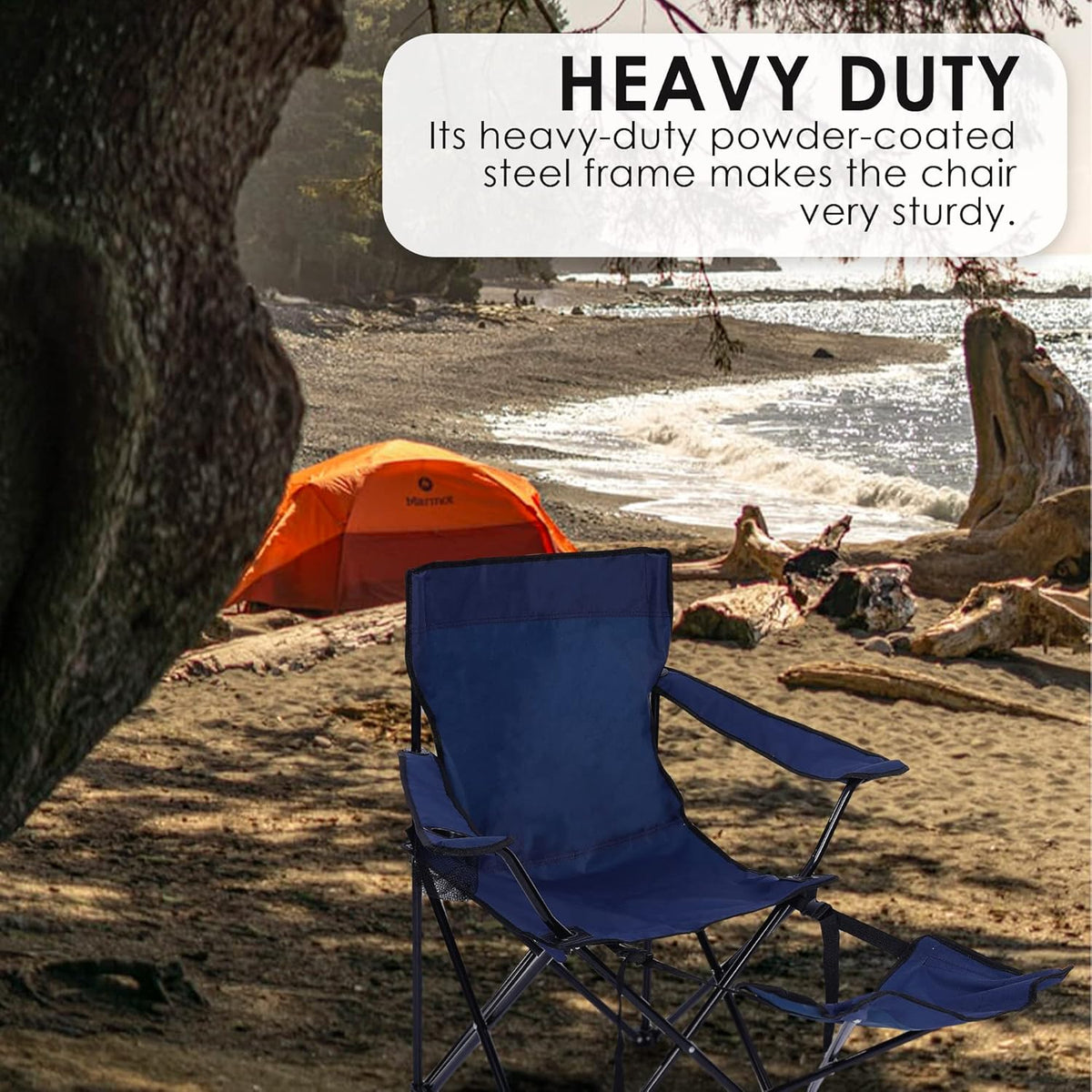 Portable Camping Chair with Footrest Mesh Folding Reclining Chair Steel Frame Padded Arm Chair Z1948