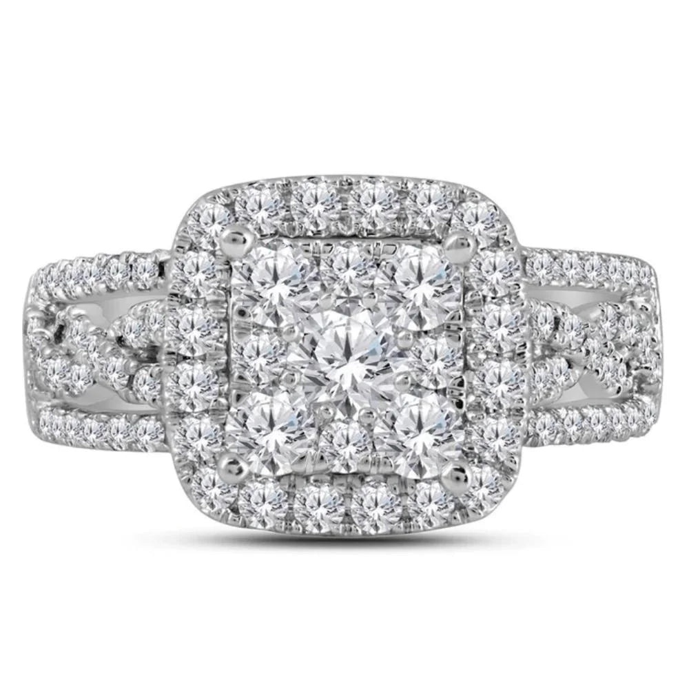 White Gold Cushion Halo Diamond Engagement Ring I169618