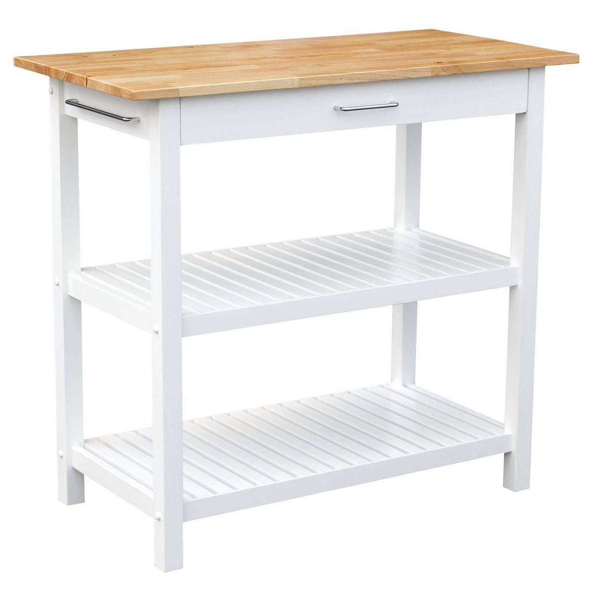 Natural/White Kitchen Island with Solid American Hardwood Top J8169