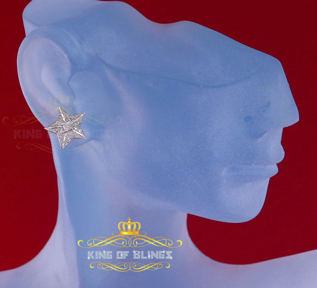 925 Sterling Silver Diamond Stud Star Earrings W829209