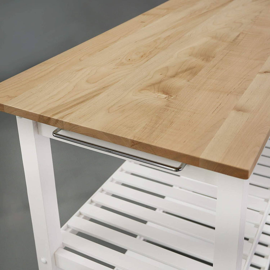Natural/White Kitchen Island with Solid American Hardwood Top J8169