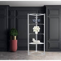 Contemporary Triangle Display Shelf Tempered Glass Chrome O806