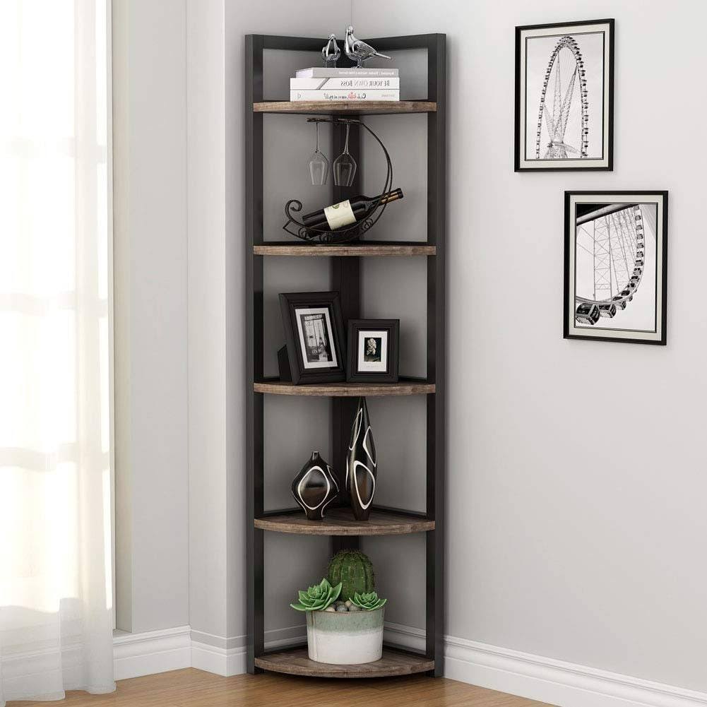 Black/Espresso 5 Tier Corner Bookshelf U493