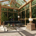 5 Piece Gray Poly Rattan Outdoor Sectional Sofa Set N3682