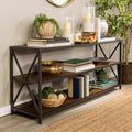 Dark Walnut / Black Metal X-Frame Bookshelf H810