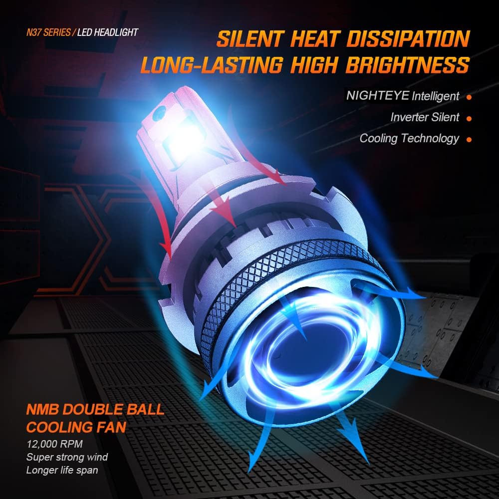 9005 HB3 LED Headlight Bulbs, 22000LM 120W, 6500K Cool White, Pack of 2 E41743