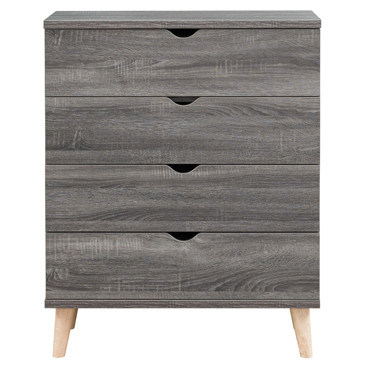 Dark Gray Wood 4-Drawer Chest J669