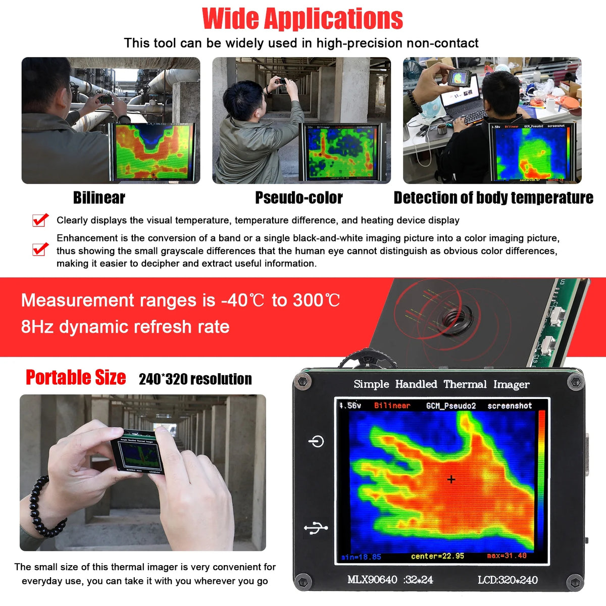 Handheld Thermal Imager 240*320 Resolution LCD Display I33654