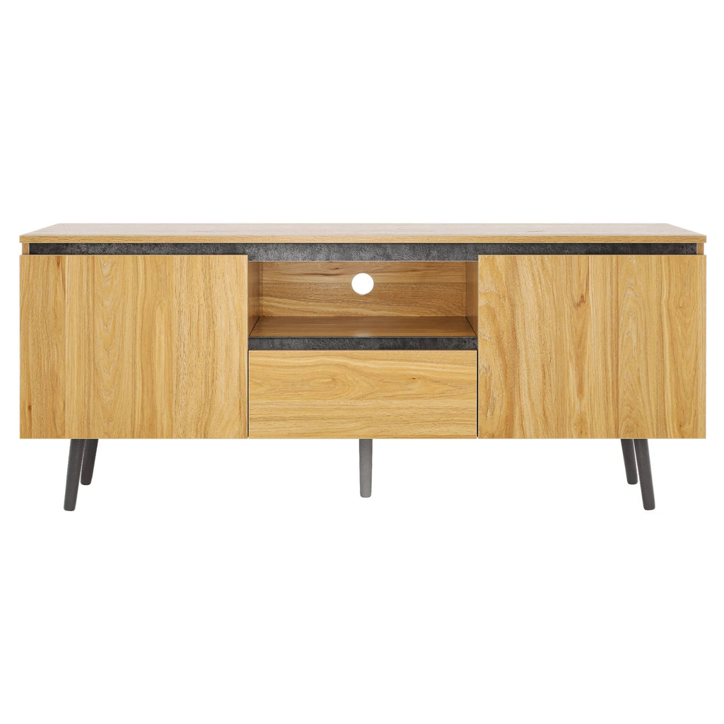 Farmhouse Wood TV Stand with LED Lights H7127