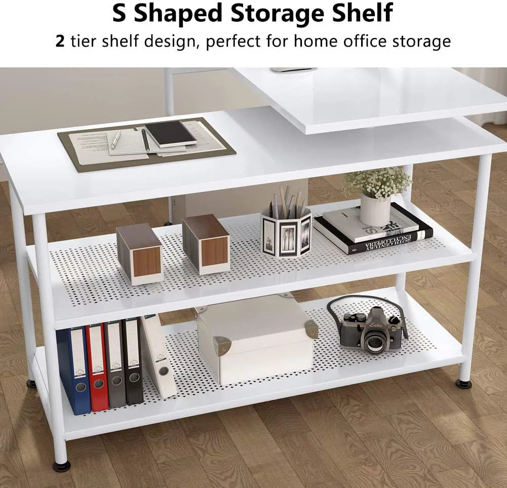 L-Shaped Desk with Storage Shelves D241017