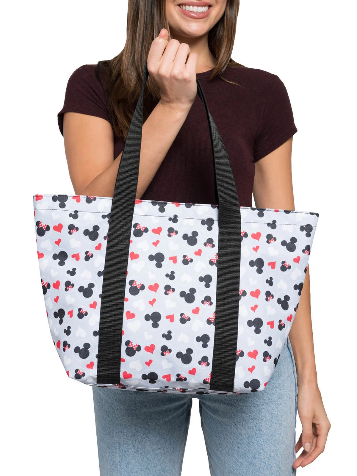 Gray Red White Zip Tote Bag G59564