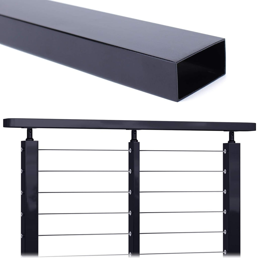 6.6Ft Stainless Steel Handrail Black Powder Coated Round Pipe Tube D198637