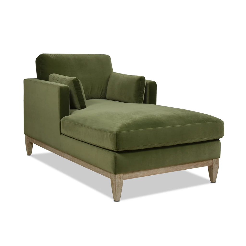 Olive Green Performance Velvet Chaise Lounge Chair I421