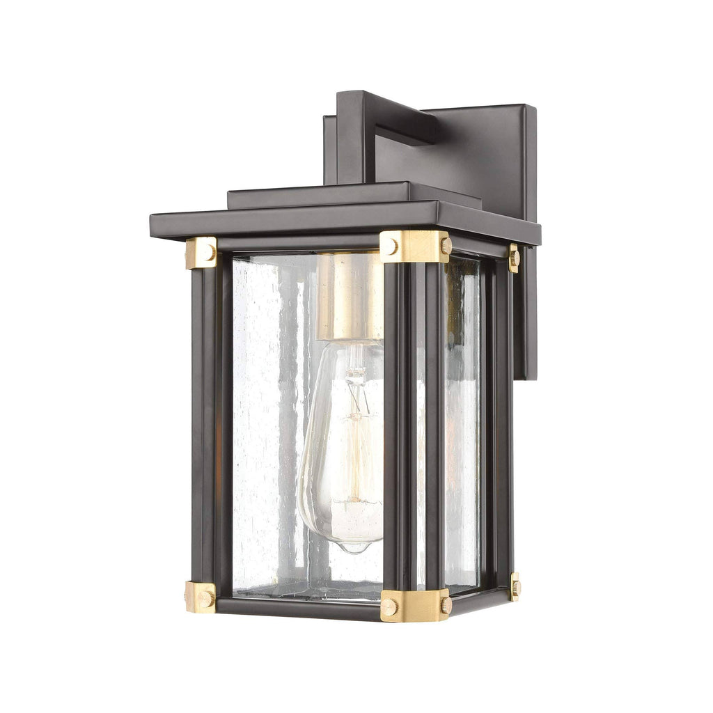 Matte Black 1-Light Sconce with Seedy Glass U49579