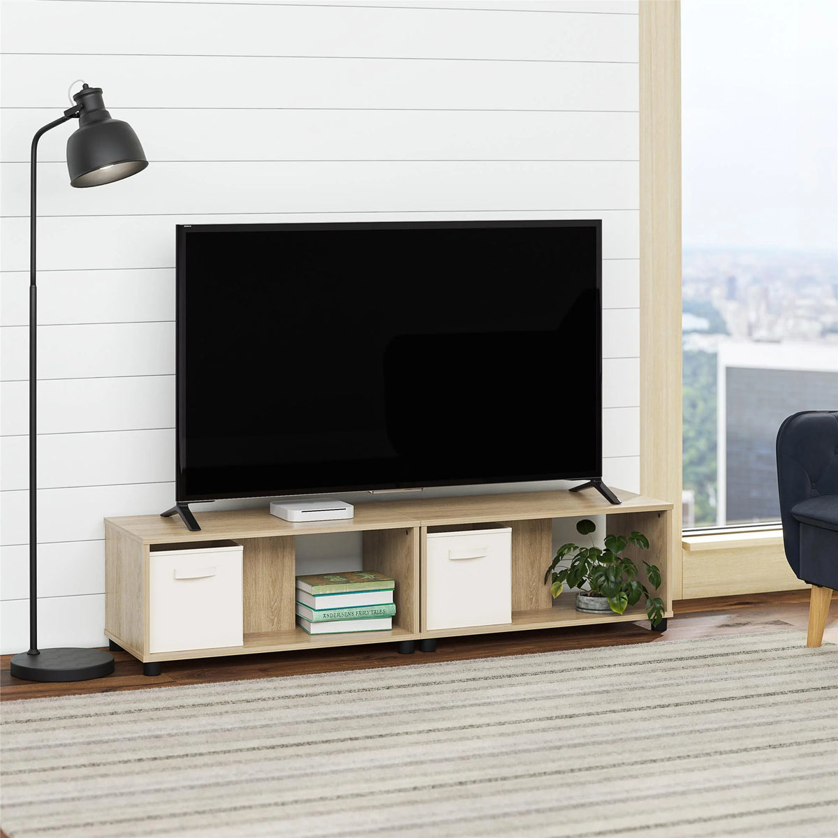 Adjustable Stacking TV Stand up to 70 inches Natural D60292