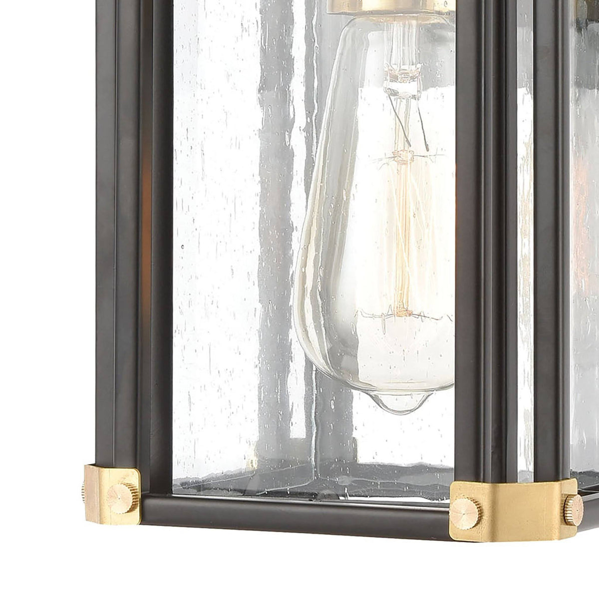 Matte Black 1-Light Sconce with Seedy Glass U49579