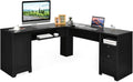 66 L-Shaped Desk with Drawers Keyboard Tray and Storage Cabinet I587686