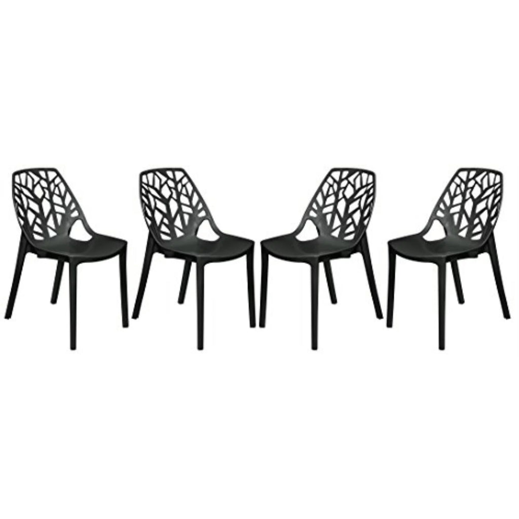 Solid Black Plastic Dining Chair Set of 4 N7135