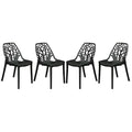 Solid Black Plastic Dining Chair Set of 4 N7135