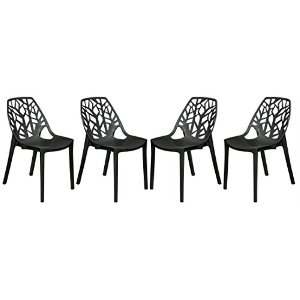 Solid Black Plastic Dining Chair Set of 4 N7135