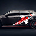 2PCS White + Red Racing Vinyl Graphic Stripes Sticker for Car Body Door Side B6647