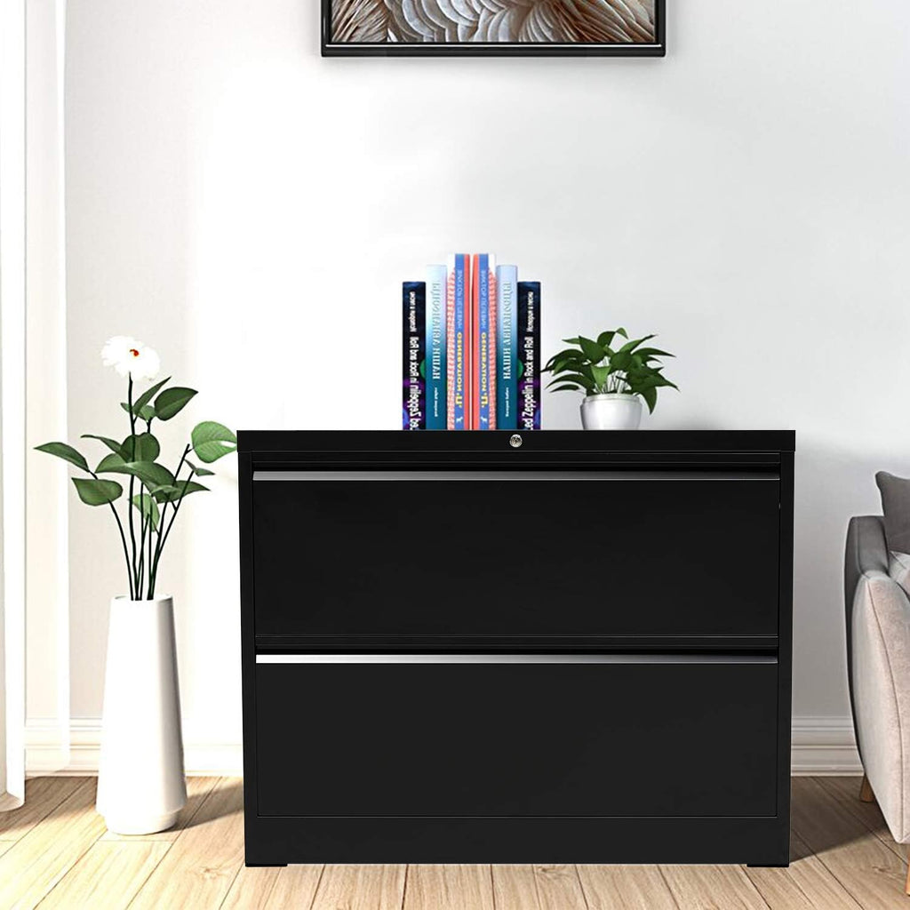 3 Drawer Lockable Metal Filing Cabinet with 2 Keys and 6 Adjustable Hanging Bars, Black Z205352