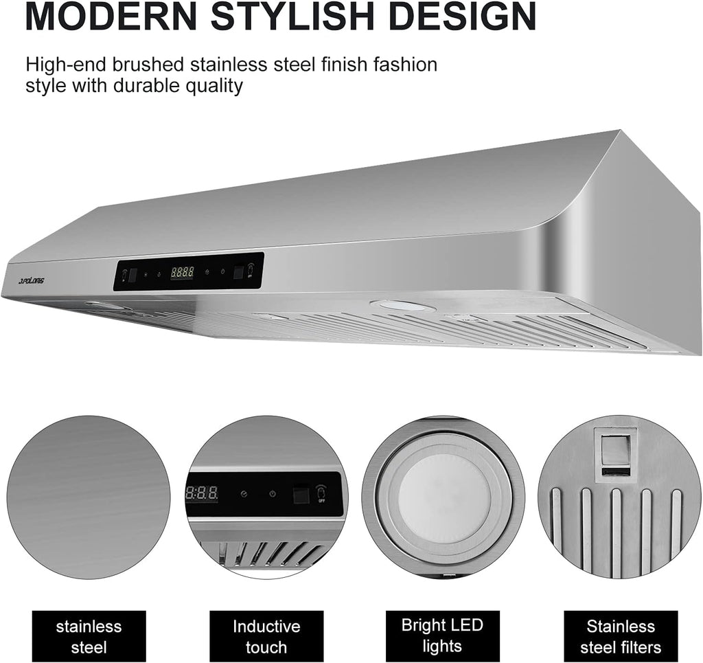 36'' Under Cabinet Range Hood, Stainless Steel, 760CFM, Dual Motors, Permanent Filters W1360
