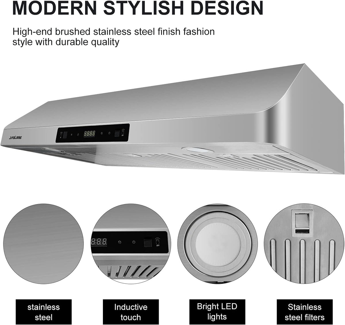 36'' Under Cabinet Range Hood, Stainless Steel, 760CFM, Dual Motors, Permanent Filters W1360