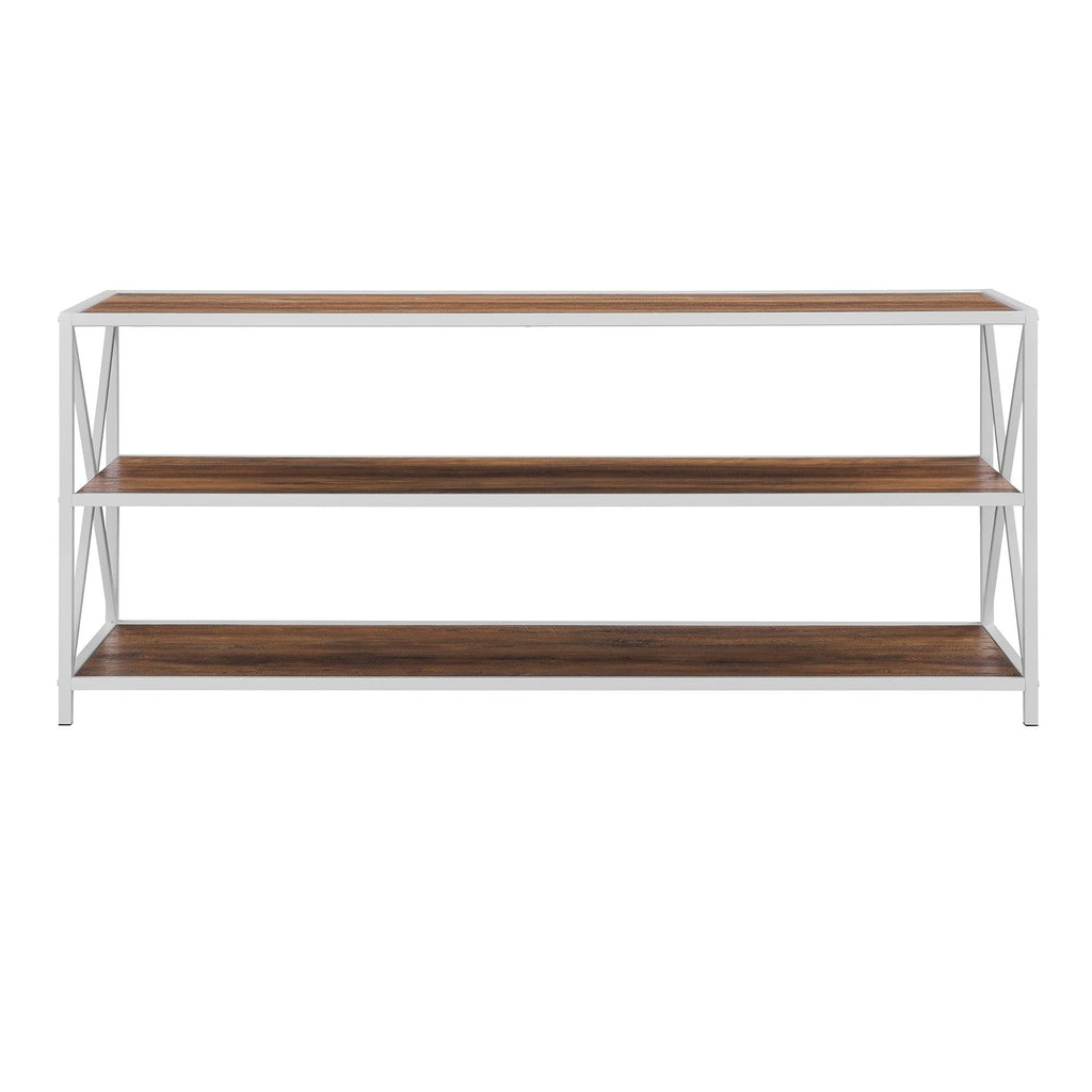Dark Walnut / Black Metal X-Frame Bookshelf H810