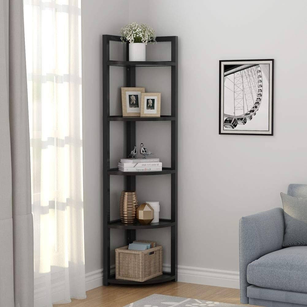 Black/Espresso 5 Tier Corner Bookshelf U493