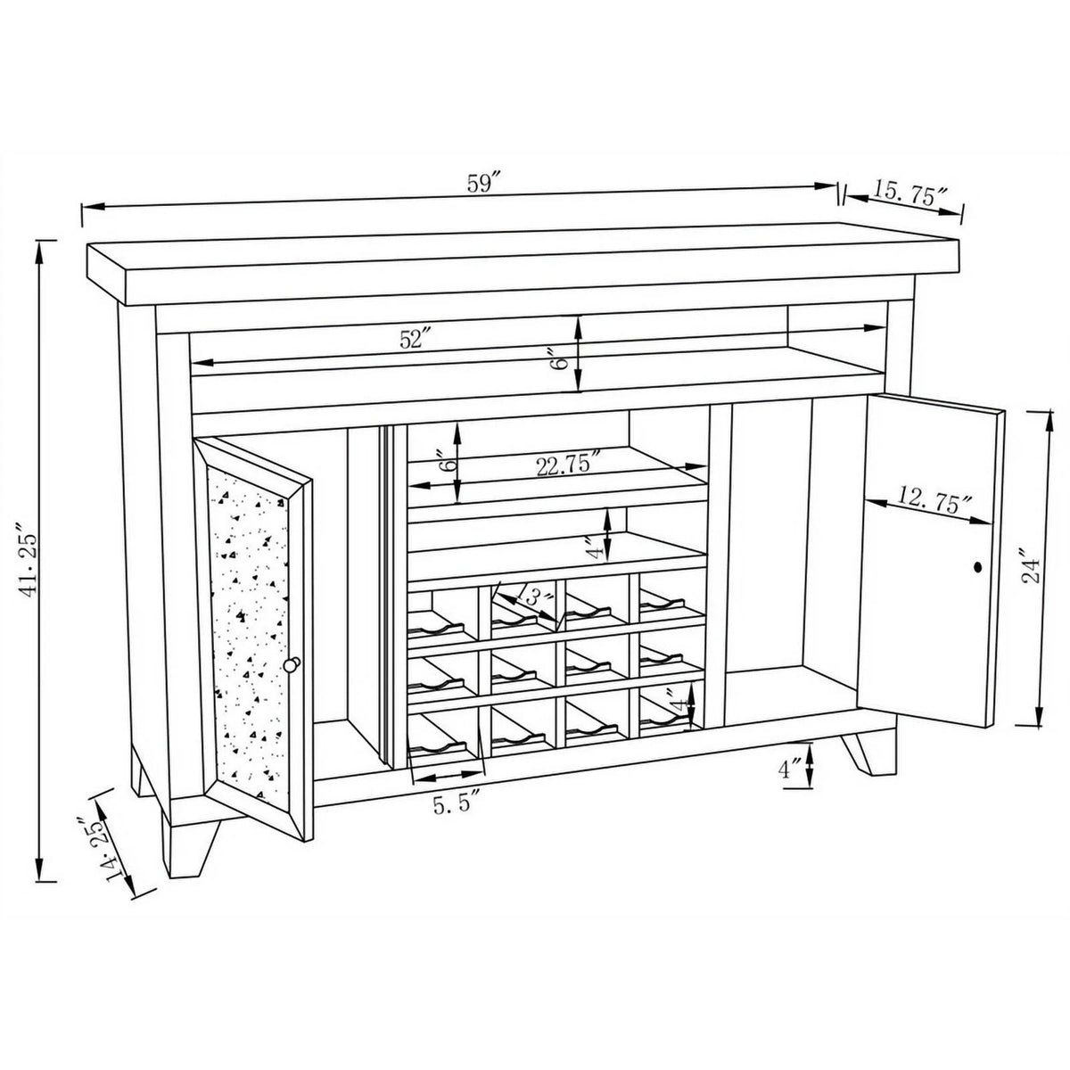 2-door Wine Cabinet with Lighting Mirror P4545