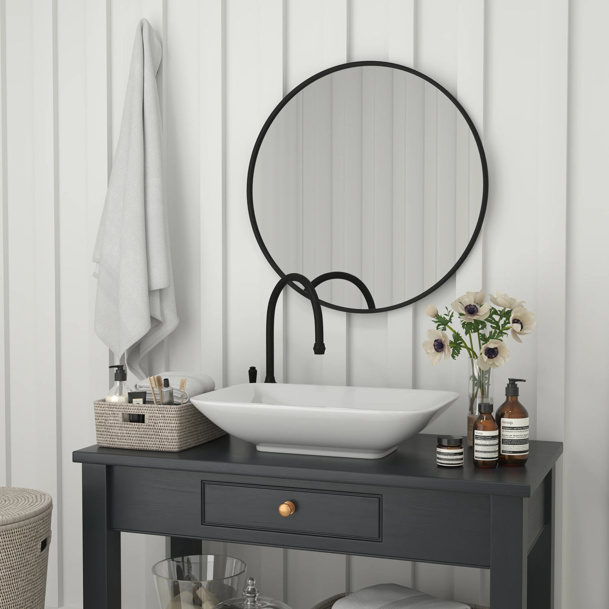Black Modern Wall Mounted Mirror T8338