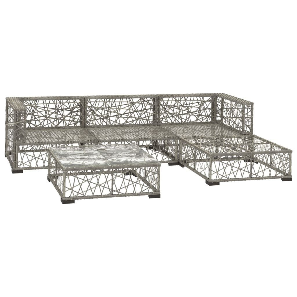 5 Piece Gray Poly Rattan Outdoor Sectional Sofa Set N3682