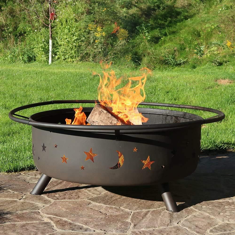 Large Size Steel Fire Bowl with Mesh Spark Screen Cover V584893