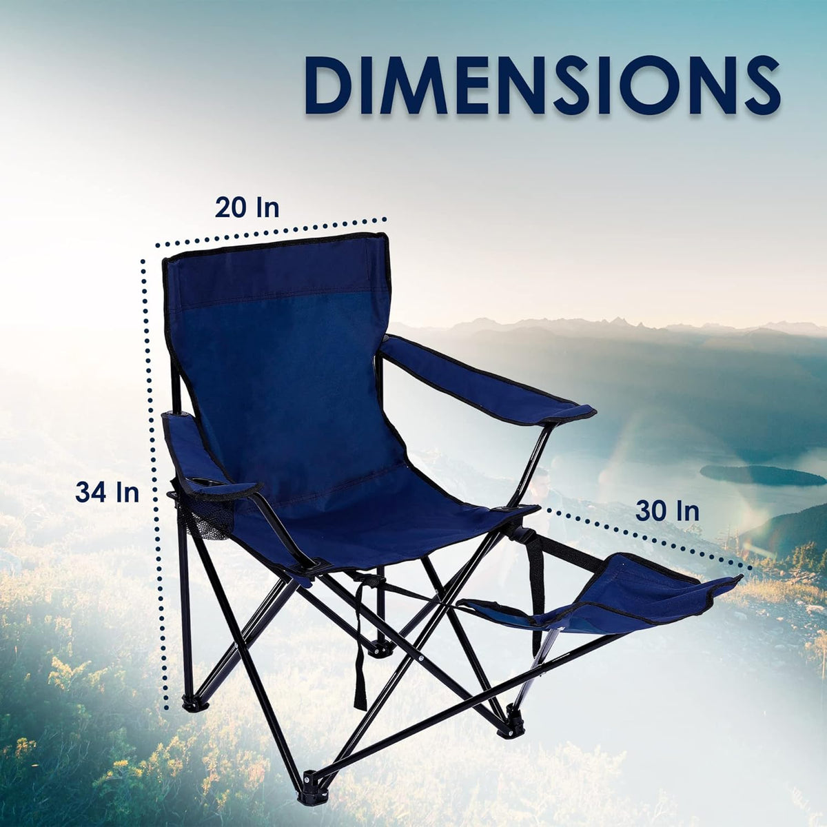 Portable Camping Chair with Footrest Mesh Folding Reclining Chair Steel Frame Padded Arm Chair Z1948