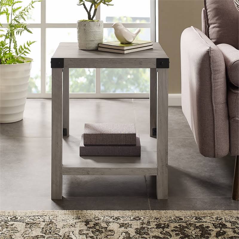 Gray Wash Metal Side Table B11978